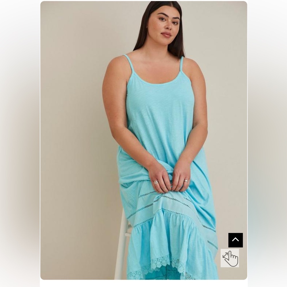 Torrid Maxi Cotton Crochet Trim Dress Cover Up